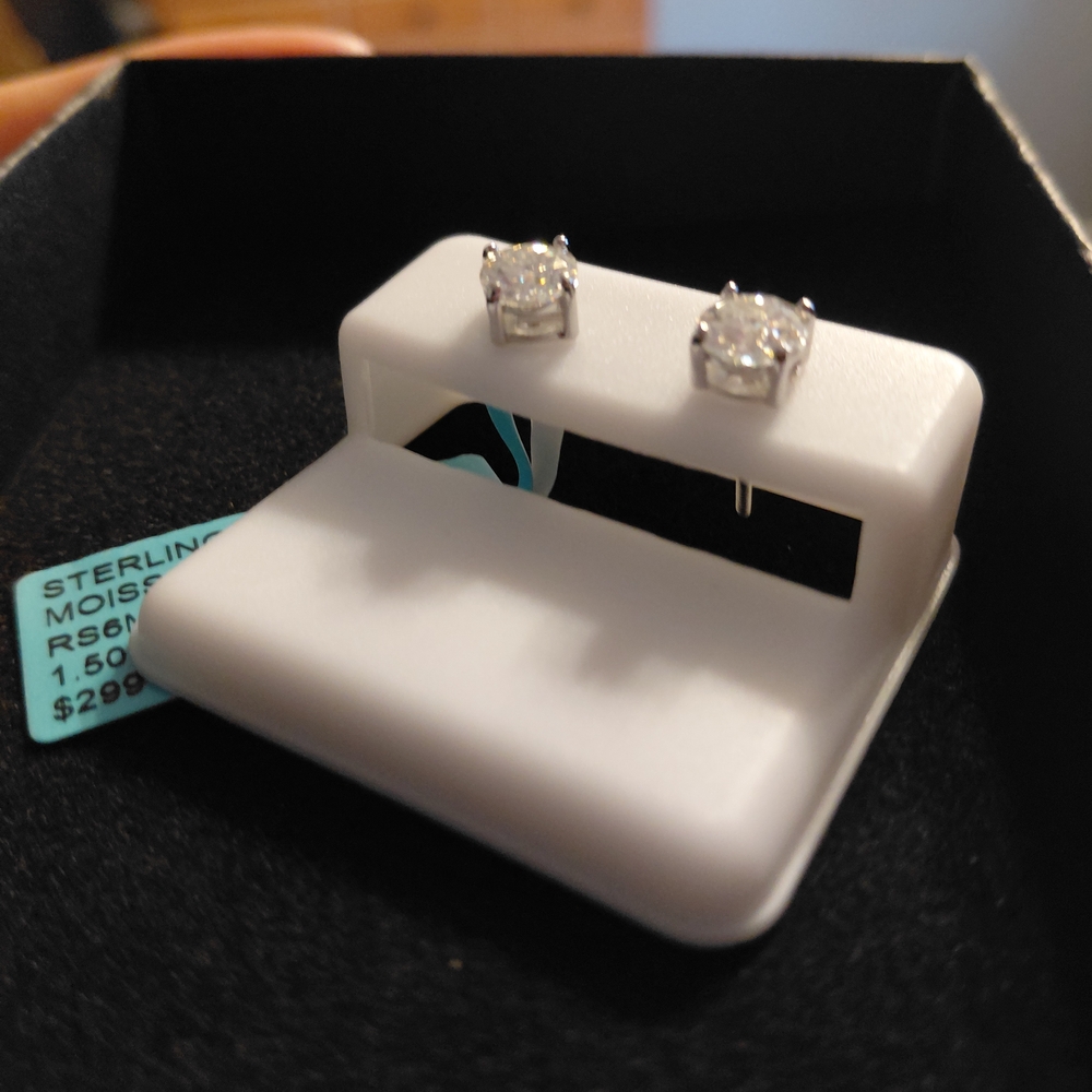 Sterling Silver Moissanite Stud Earrings